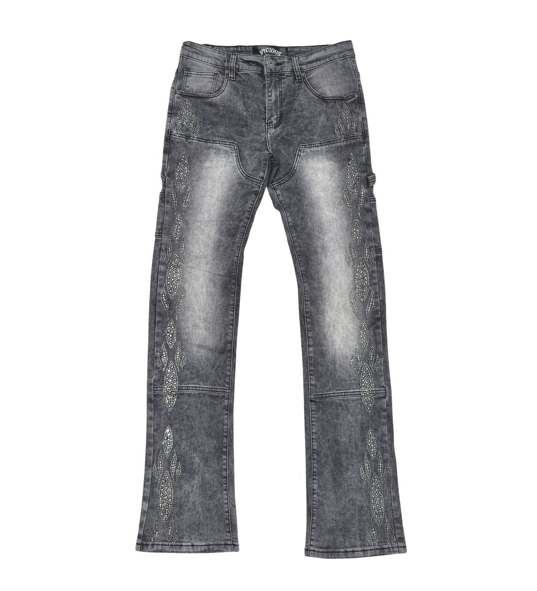 Vicious CARPENTER FLARE DENIM W/ RHINSTONE DETAILS