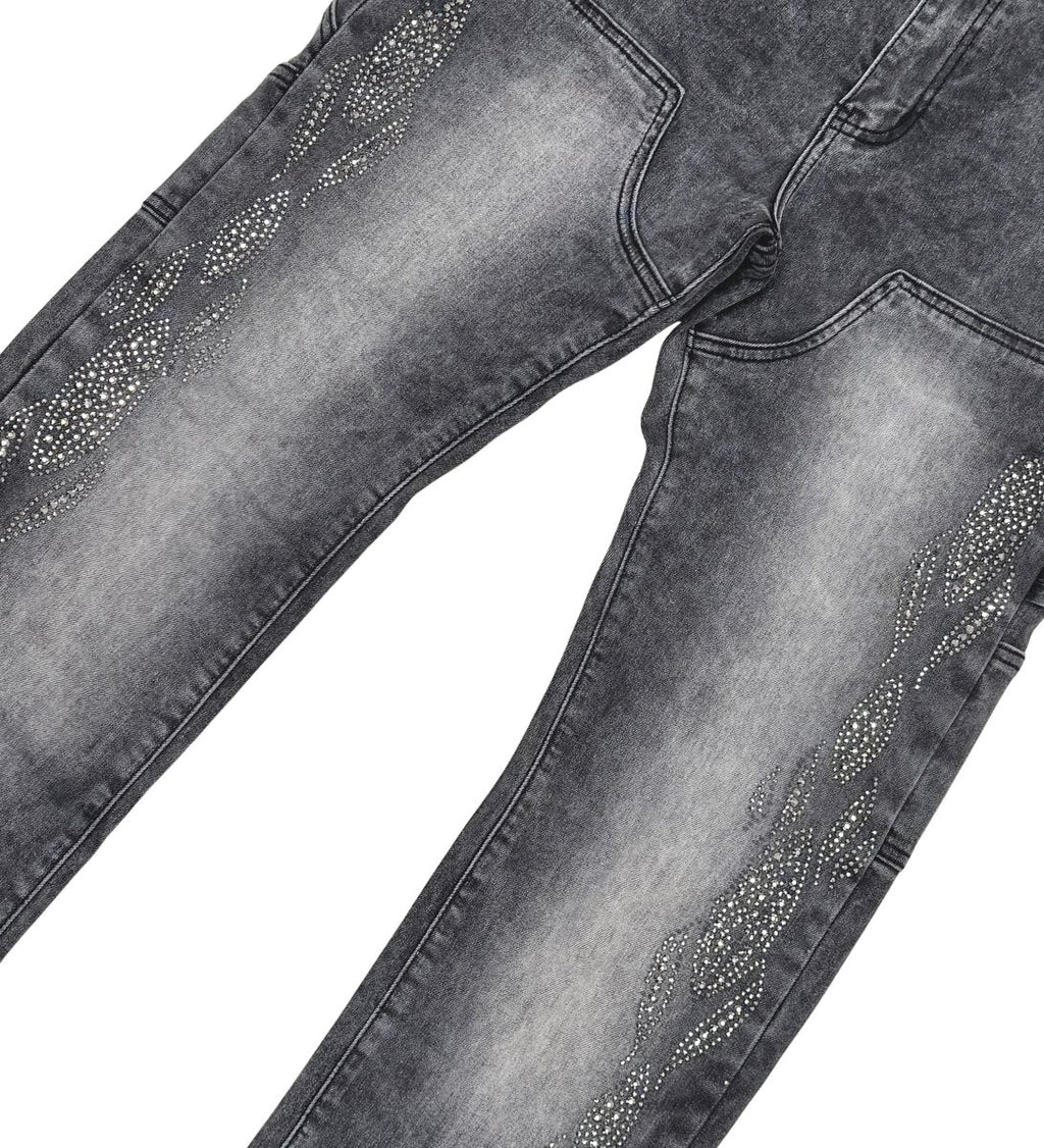 Vicious CARPENTER FLARE DENIM W/ RHINSTONE DETAILS