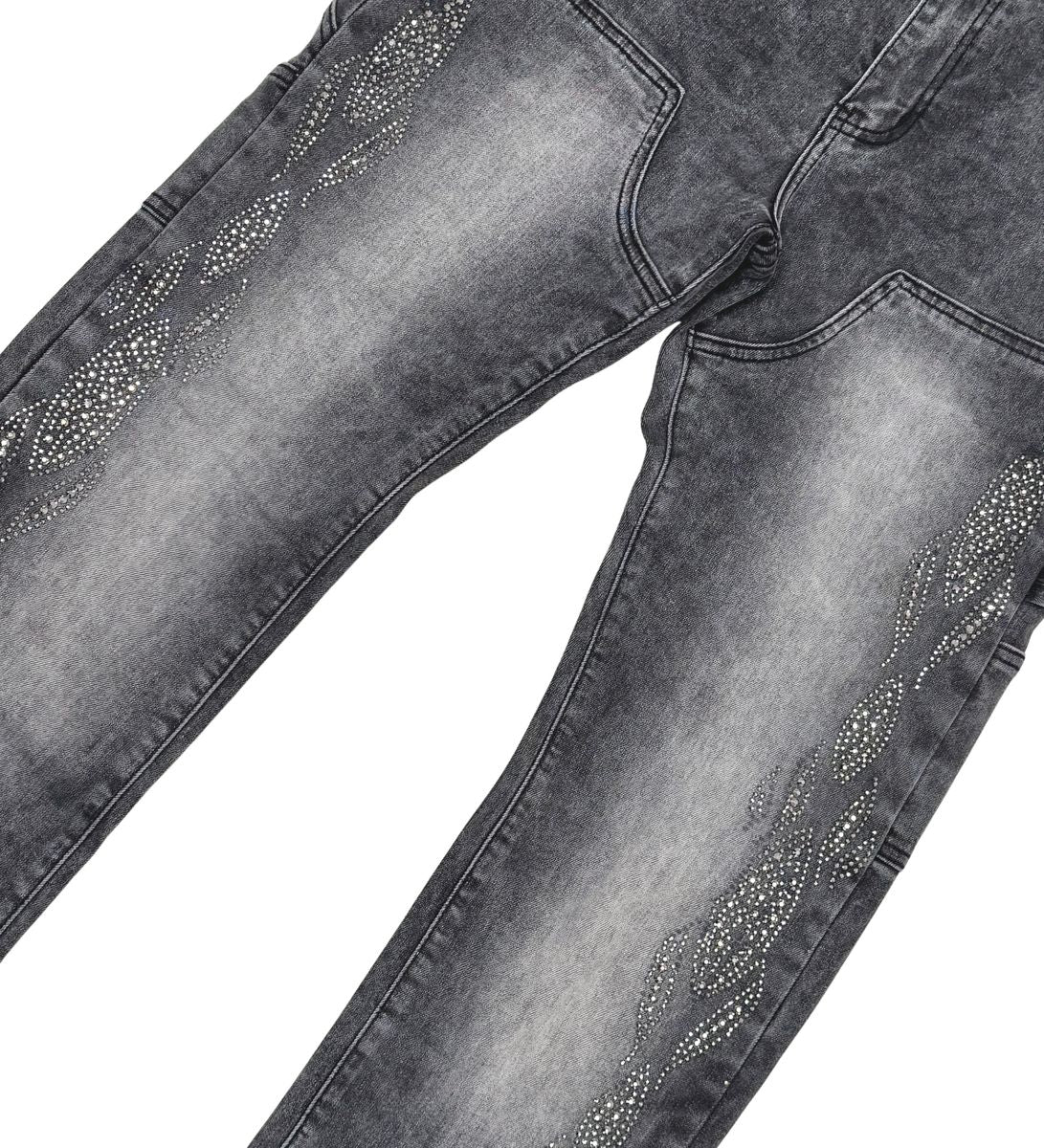 Vicious CARPENTER FLARE DENIM W/ RHINSTONE DETAILS