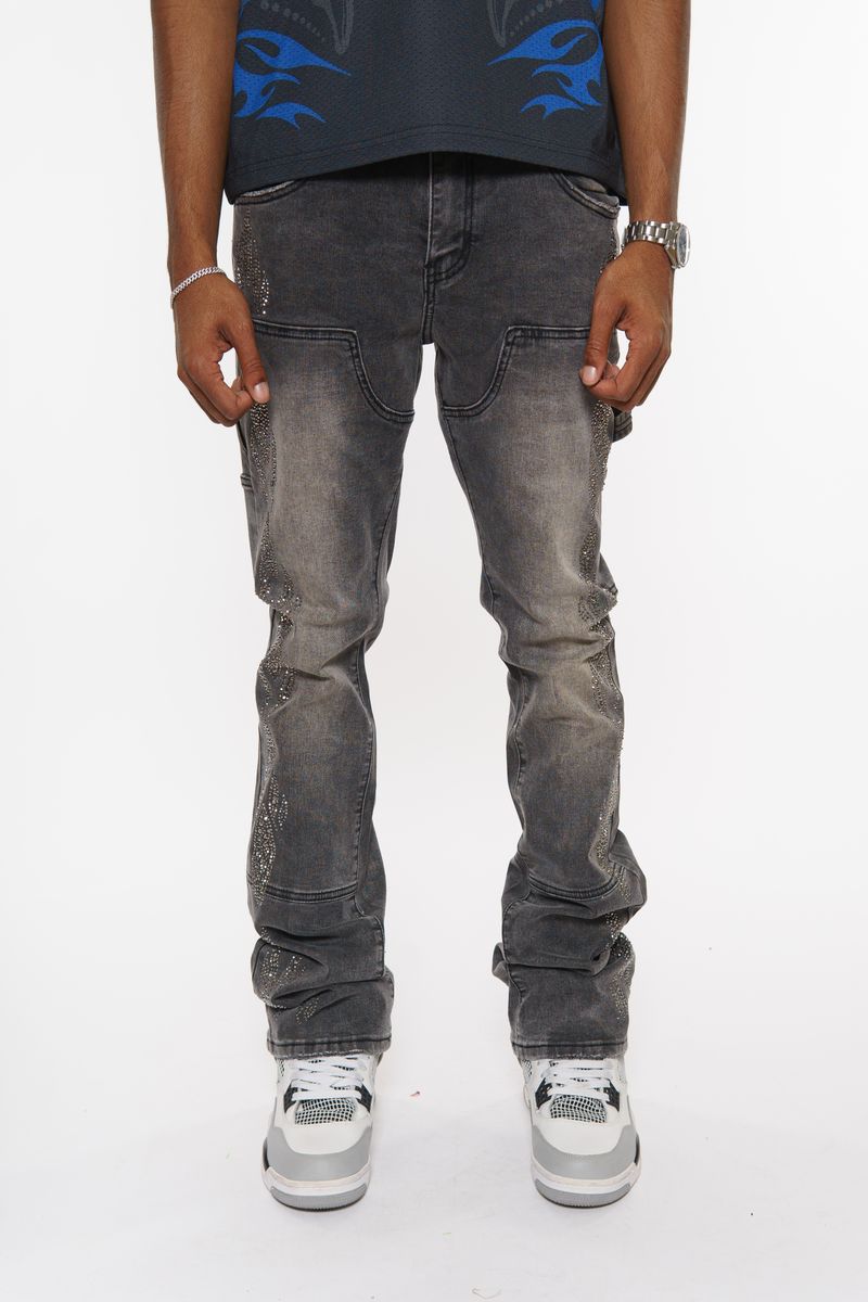 Vicious CARPENTER FLARE DENIM W/ RHINSTONE DETAILS