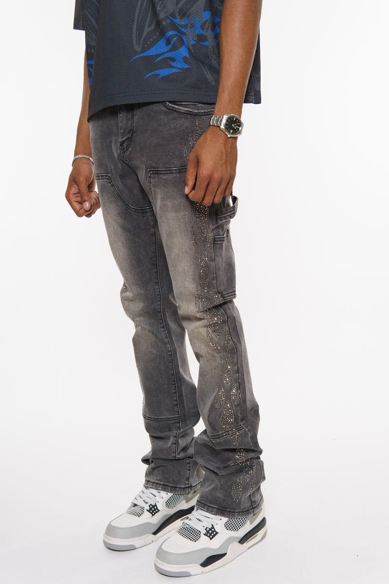 Vicious CARPENTER FLARE DENIM W/ RHINSTONE DETAILS