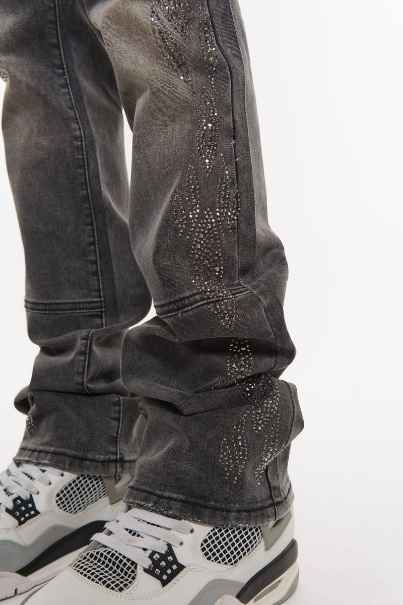 Vicious CARPENTER FLARE DENIM W/ RHINSTONE DETAILS