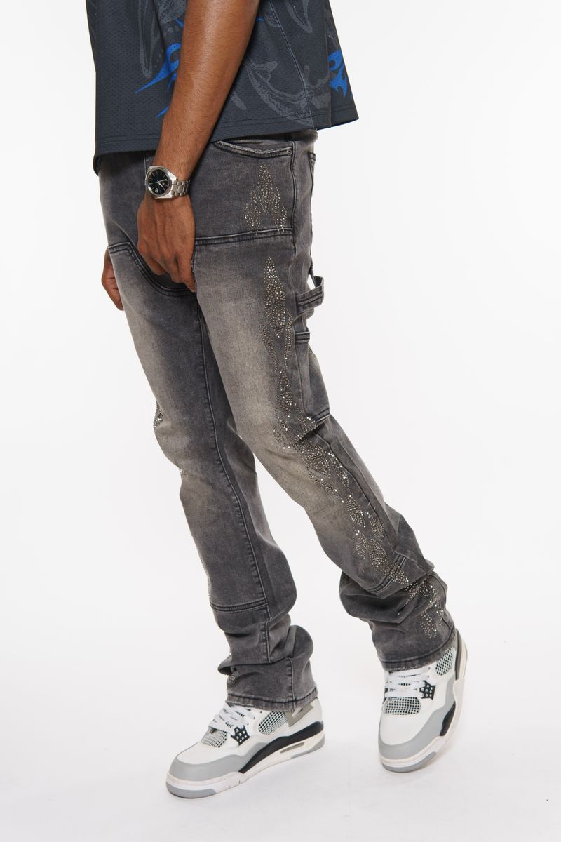 Vicious CARPENTER FLARE DENIM W/ RHINSTONE DETAILS