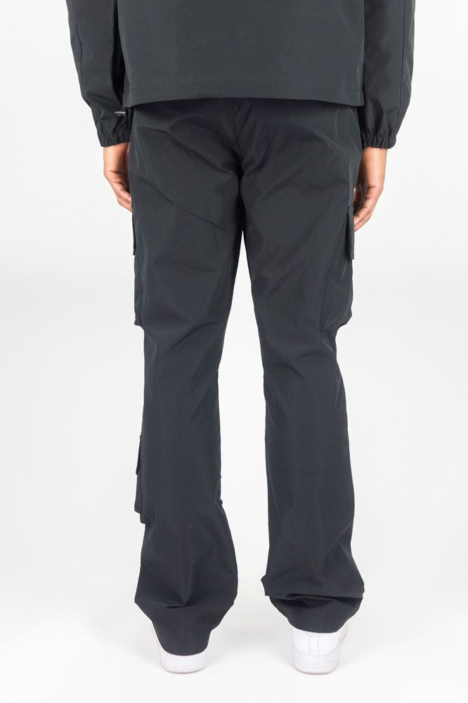 Rebel Minds Nylon Flared Cargo Pants - Black