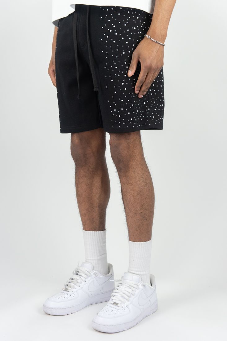 Rebel Minds RHINESTONE GALAXY SHORTS - Black