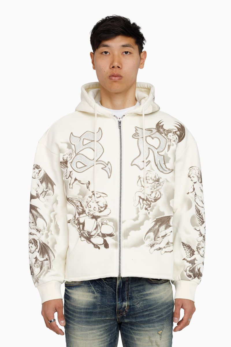 Smoke Rise Trouble In Peace Zip Hoodie - Cream