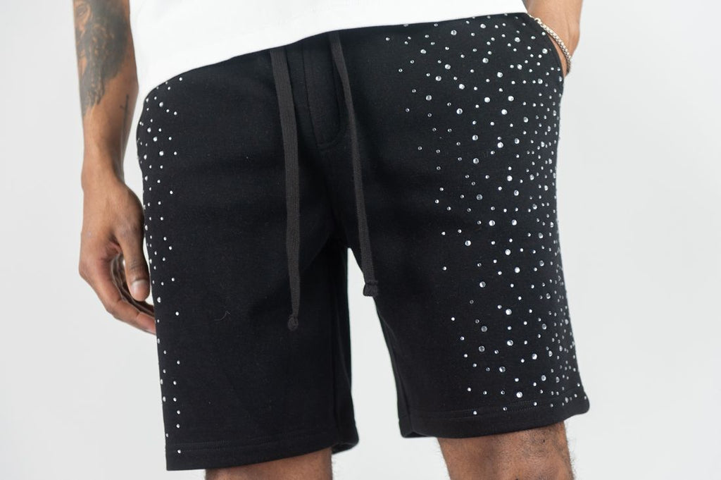 Rebel Minds RHINESTONE GALAXY SHORTS - Black