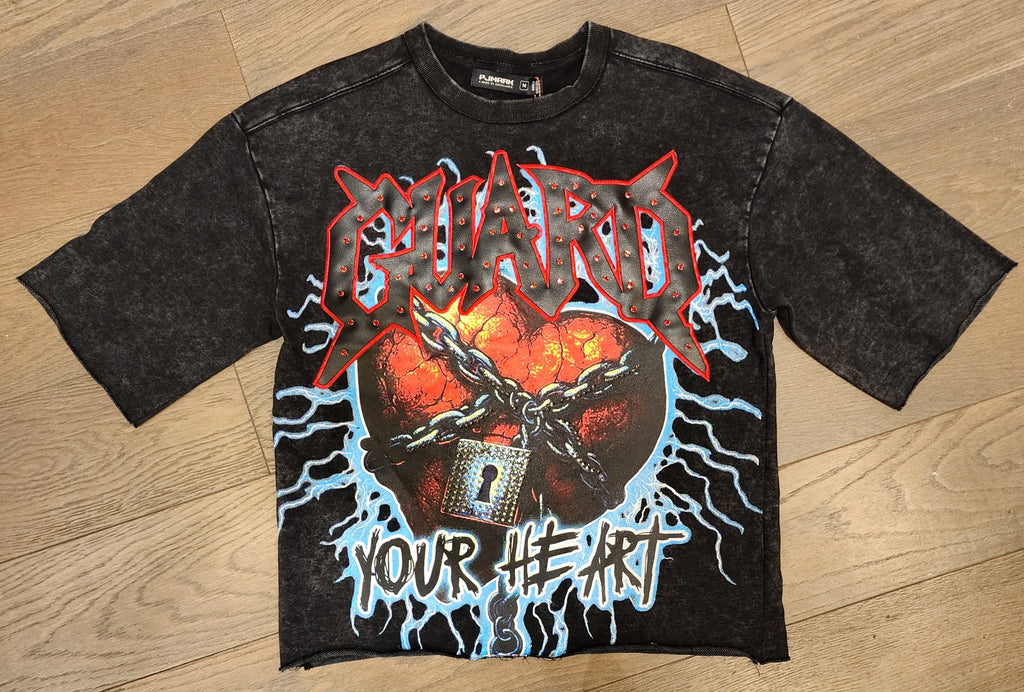 PJMARK Cropped Guard Your Heart Shirt - Black