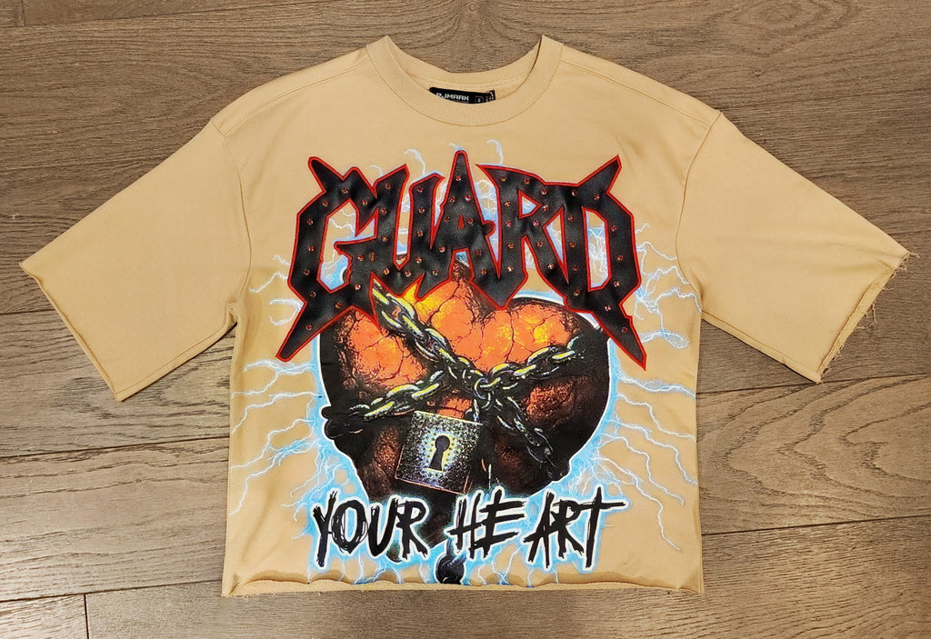 PJMARK Cropped Guard Your Heart Shirt - Tan