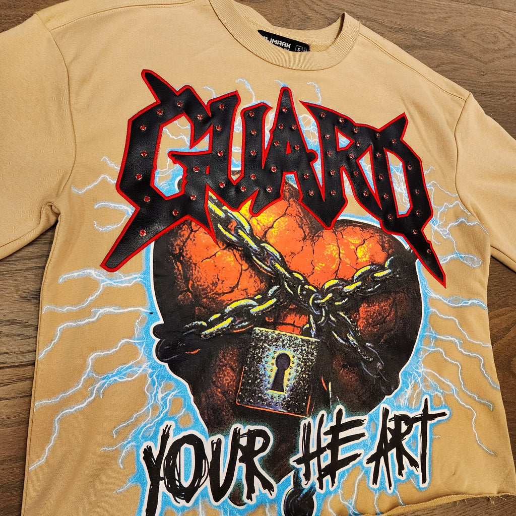 PJMARK Cropped Guard Your Heart Shirt - Tan
