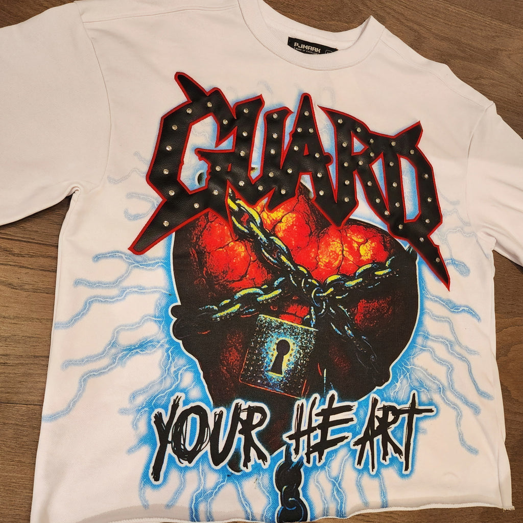 PJMARK Guard Your Heart Cropped Shirt - White