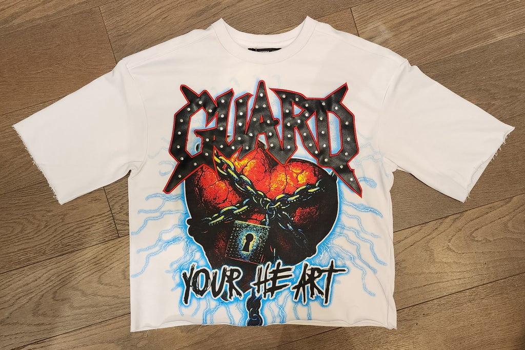 PJMARK Guard Your Heart Cropped Shirt - White