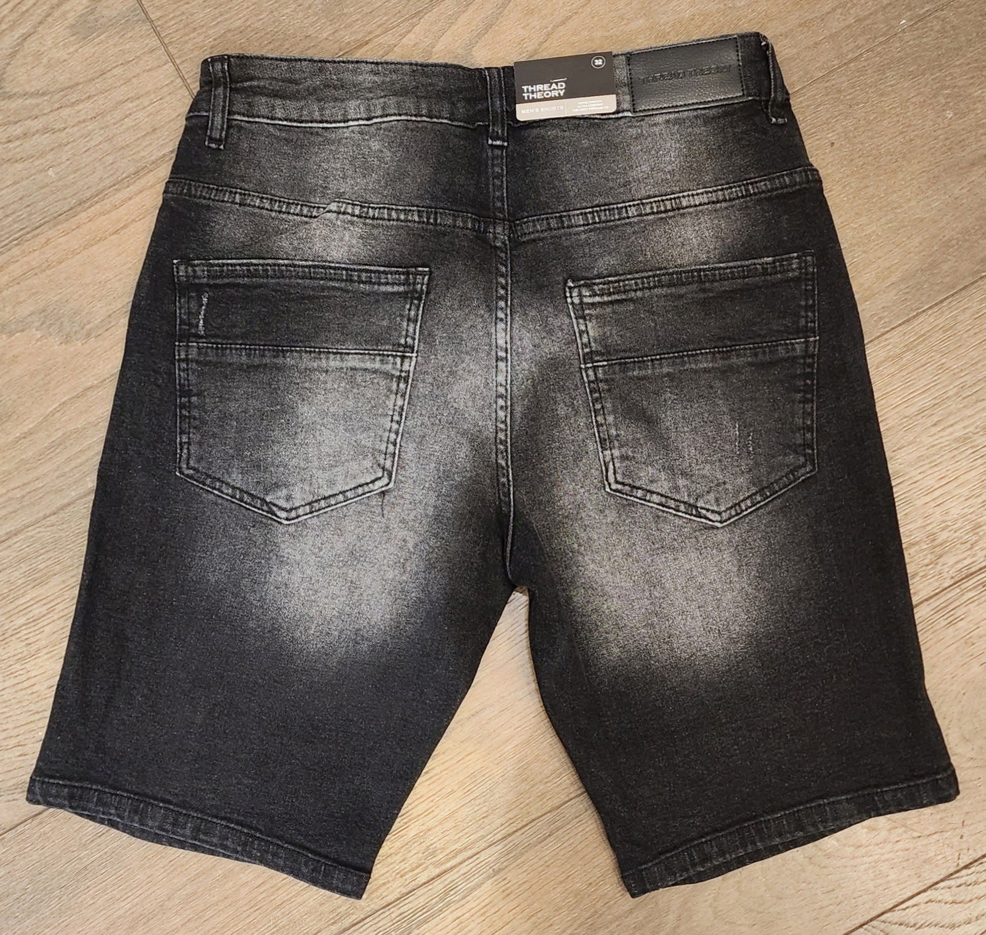Thread Theory Distressed Denim Shorts - Black