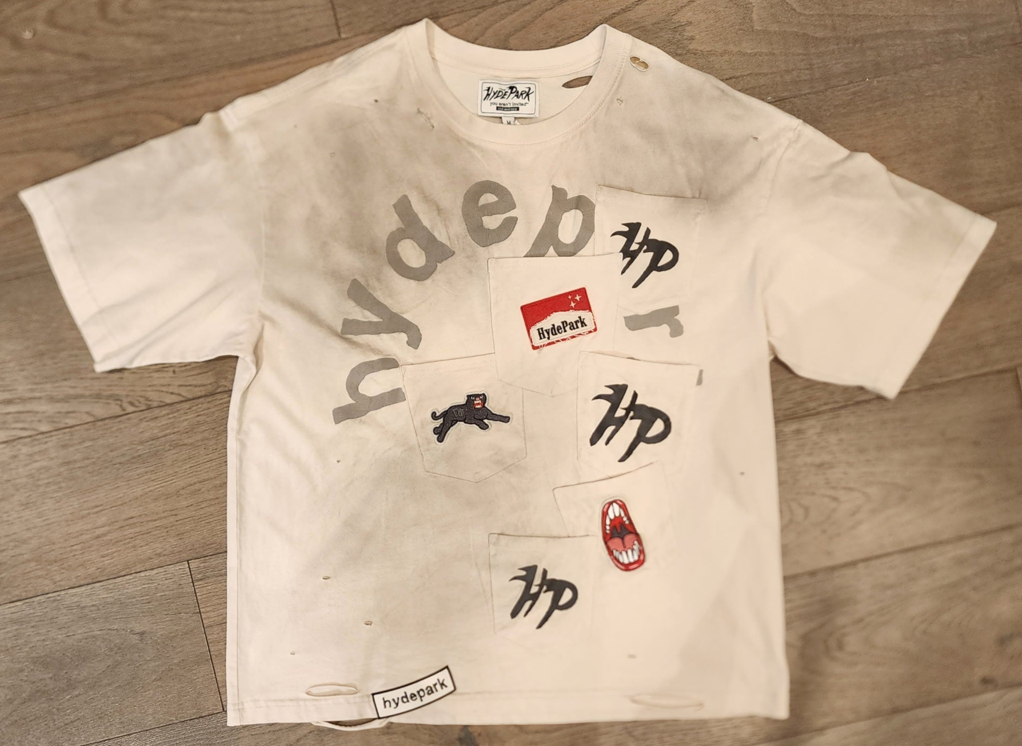 Hyde Park Distressed Pocket Patch Shirt - Cream