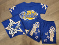 Focus Reckless Rhinestone Star Short Set – Royal Blue/Orange