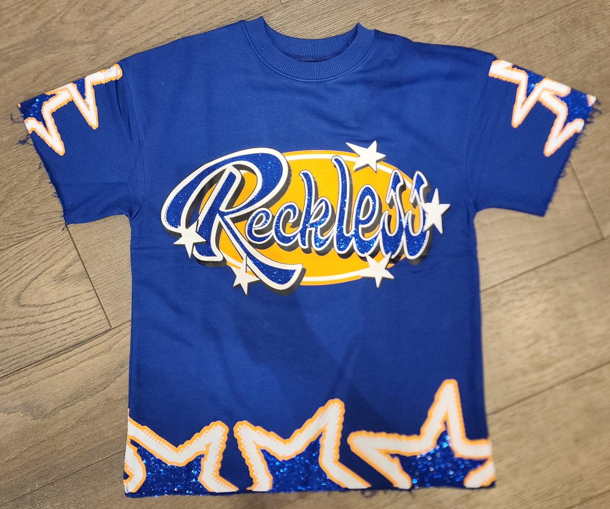 Focus Reckless Rhinestone Star Short Set – Royal Blue/Orange