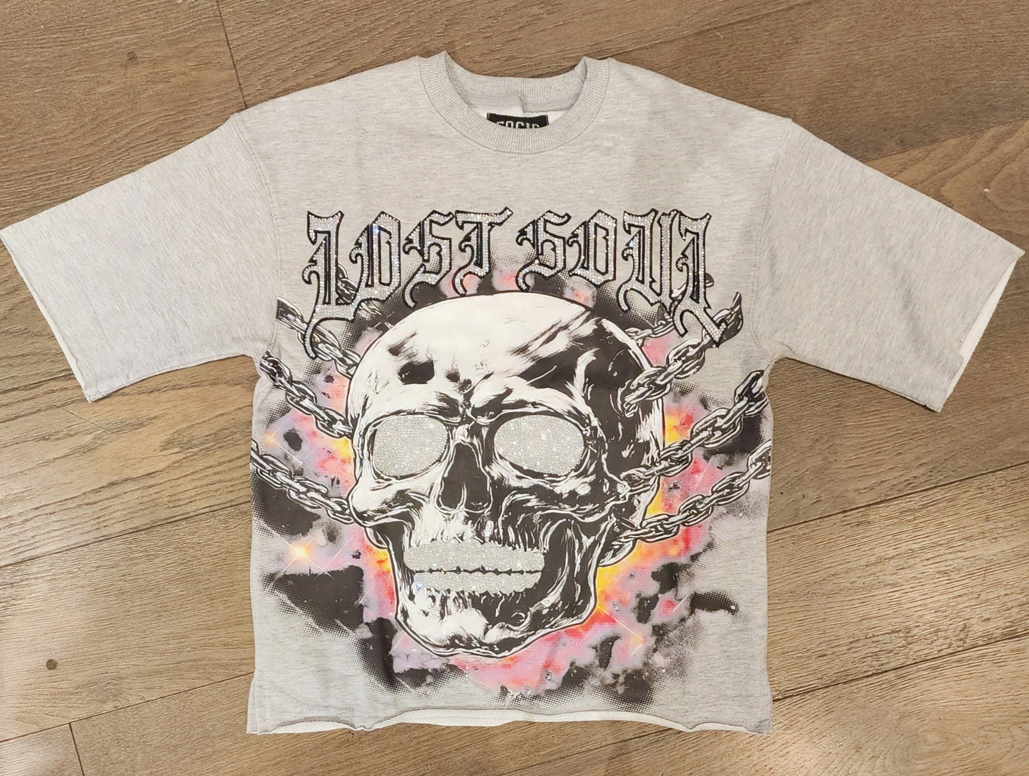 Focus "Lost Soul" Rhinestone Shirt - Grey