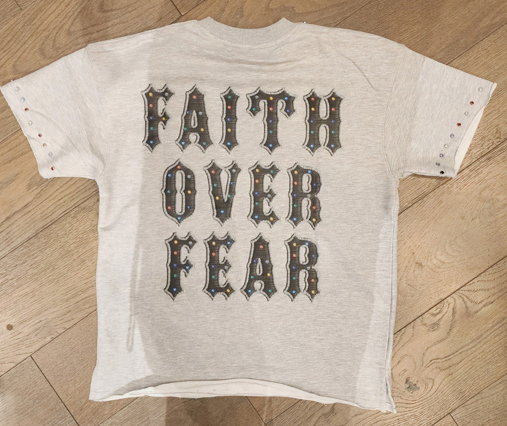 Focus "Saints" Rhinestone Shirt - Grey