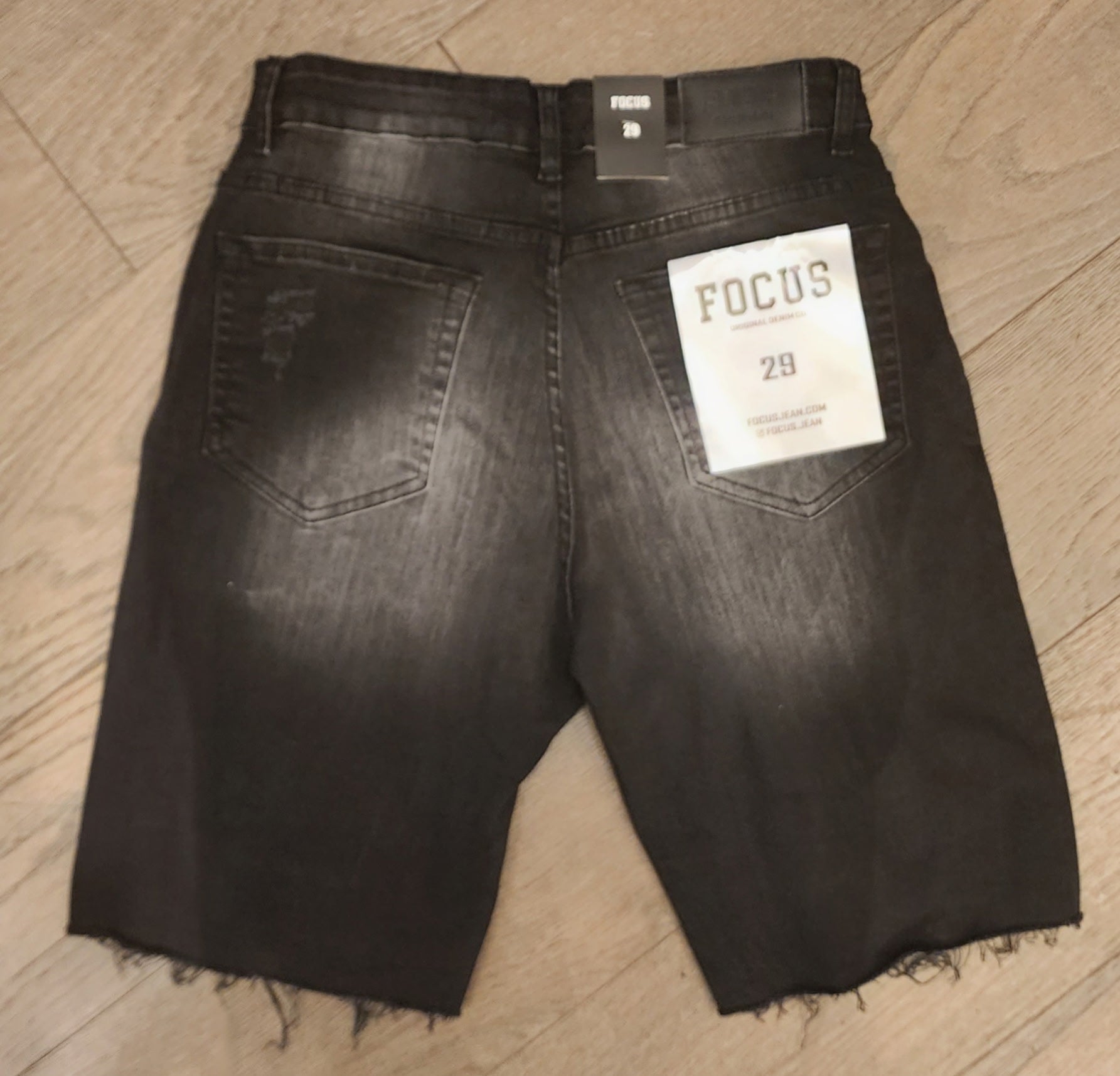 Focus Distressed Denim Shorts - Black Wash