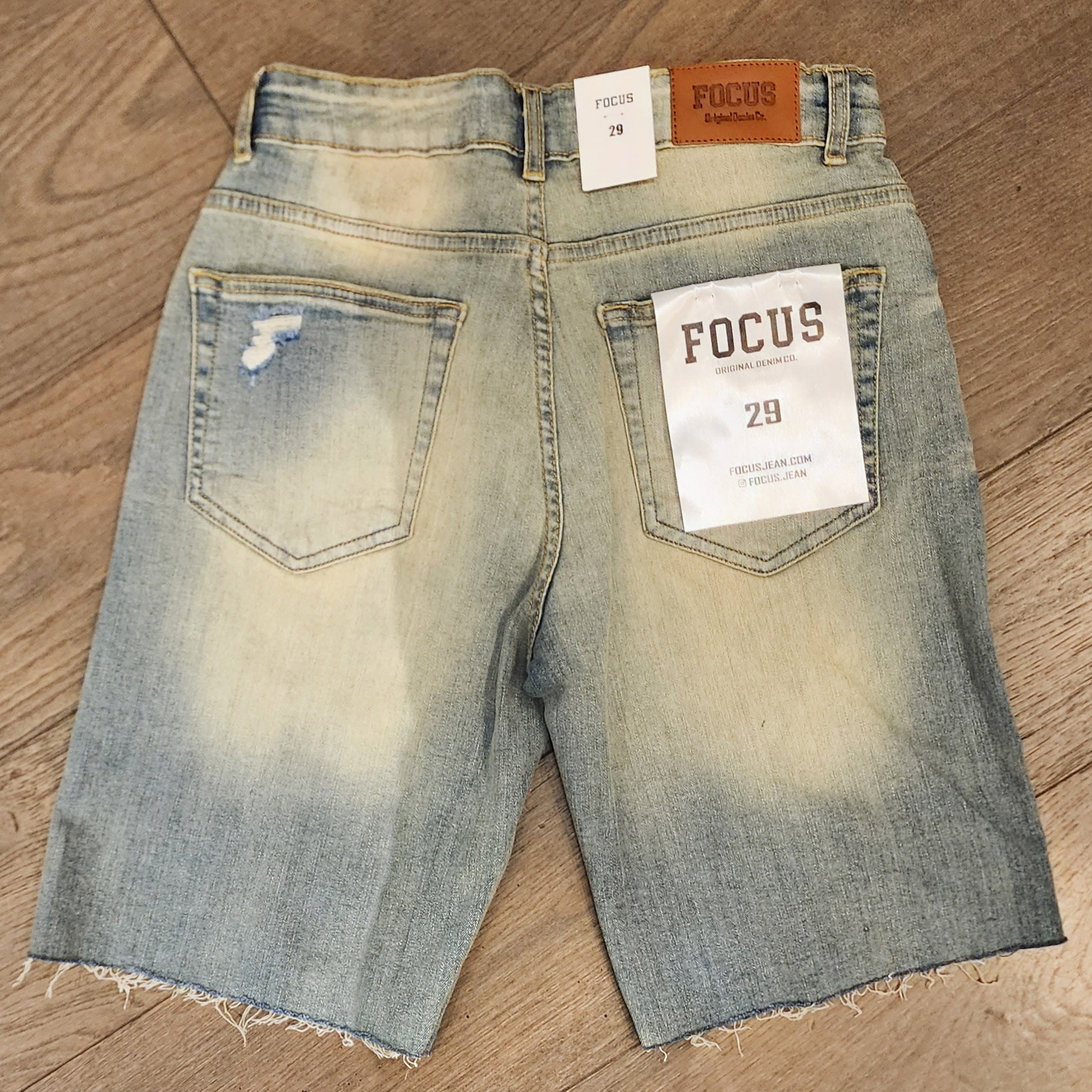 Focus Distressed Denim Shorts - Vintage Wash