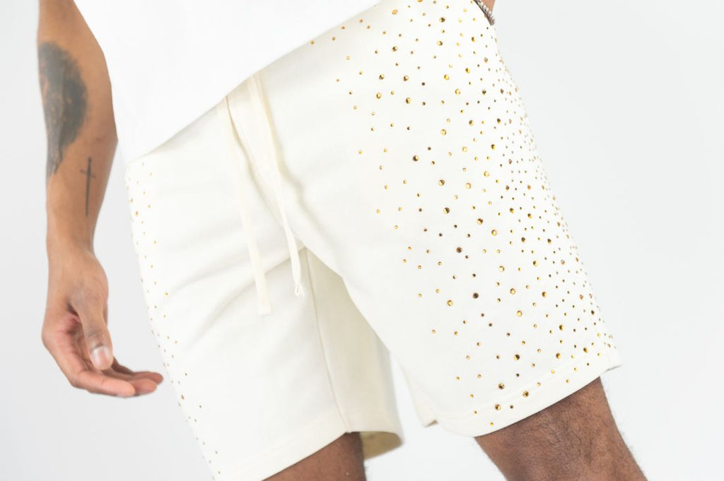 Rebel Minds RHINESTONE GALAXY SHORTS - Cream