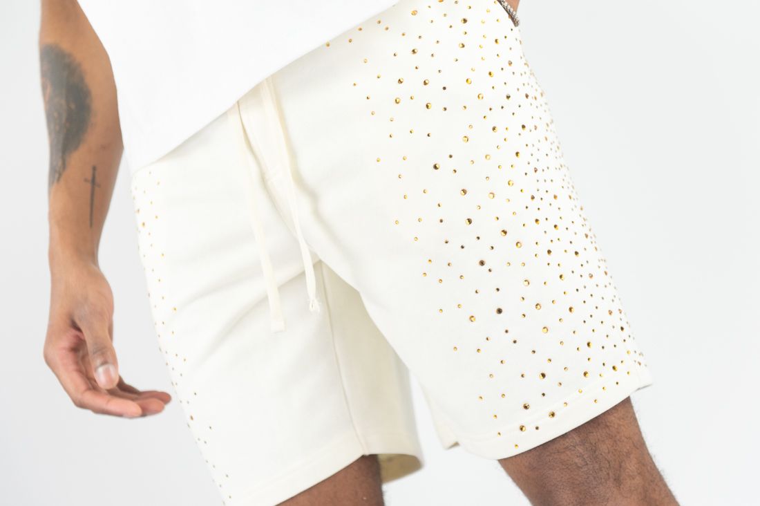 Rebel Minds RHINESTONE GALAXY SHORTS - Cream