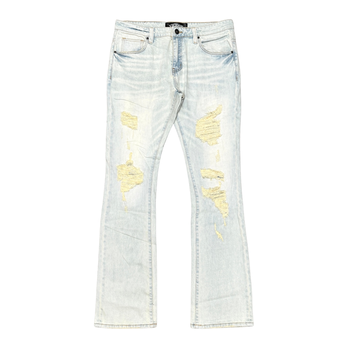 VICIOUS Distressed Flare Jeans - Light Wash