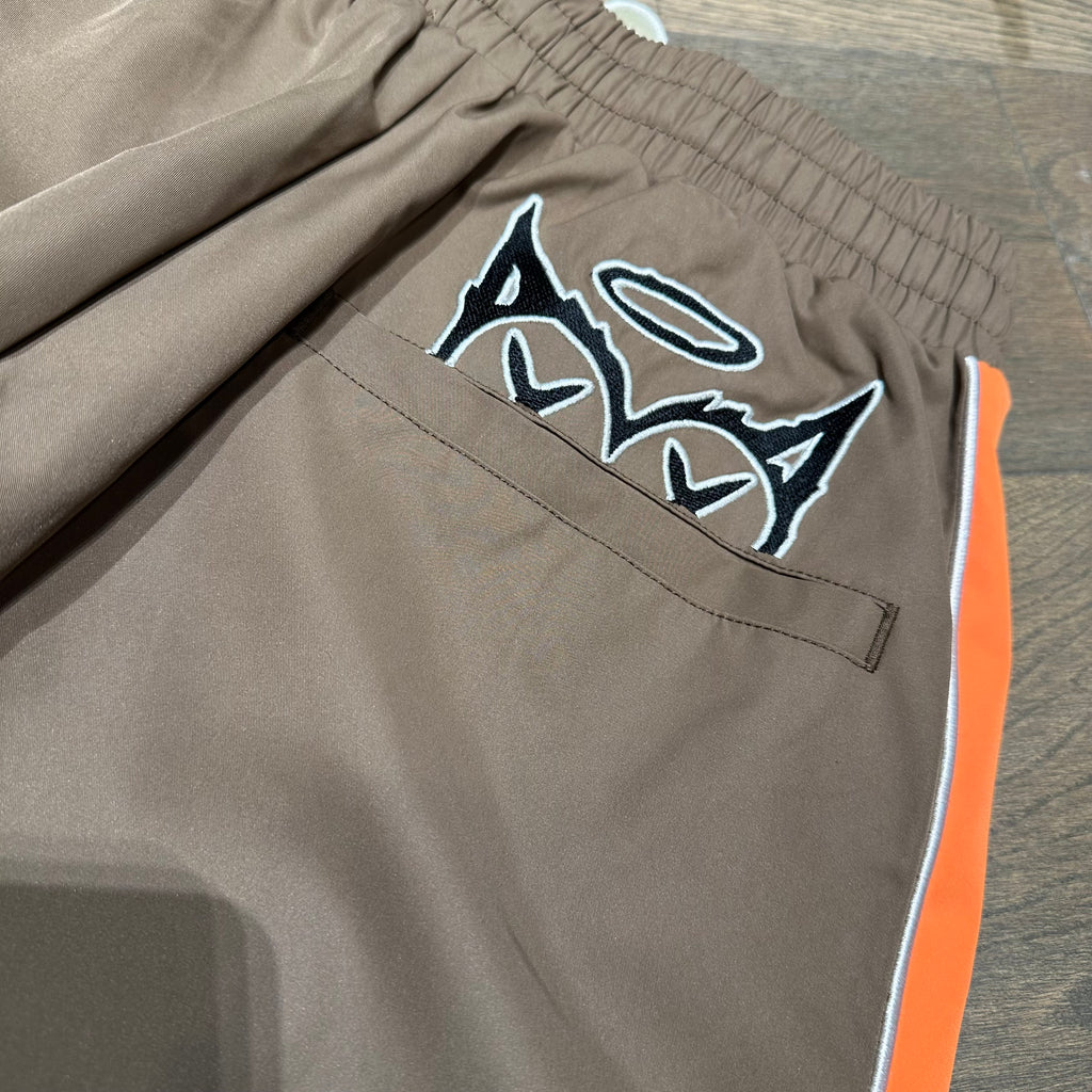 Shattered Hearts Peekaboo Nylon Sets - Brown/Orange