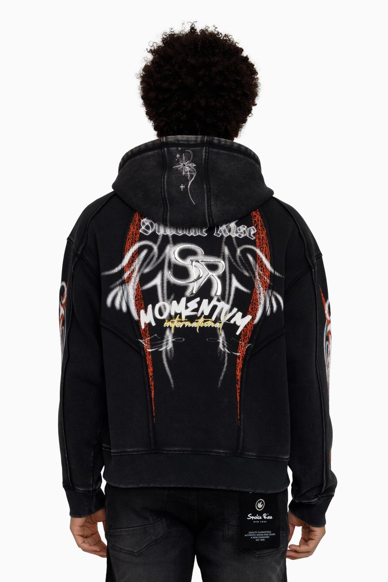 Smoke Rise Airbrush Momentum Zip Hoodie - Black
