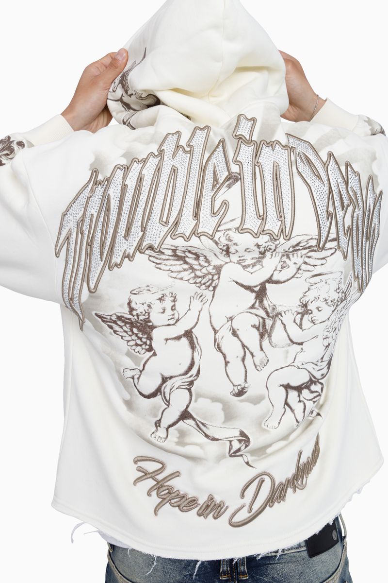 Smoke Rise Trouble In Peace Zip Hoodie - Cream