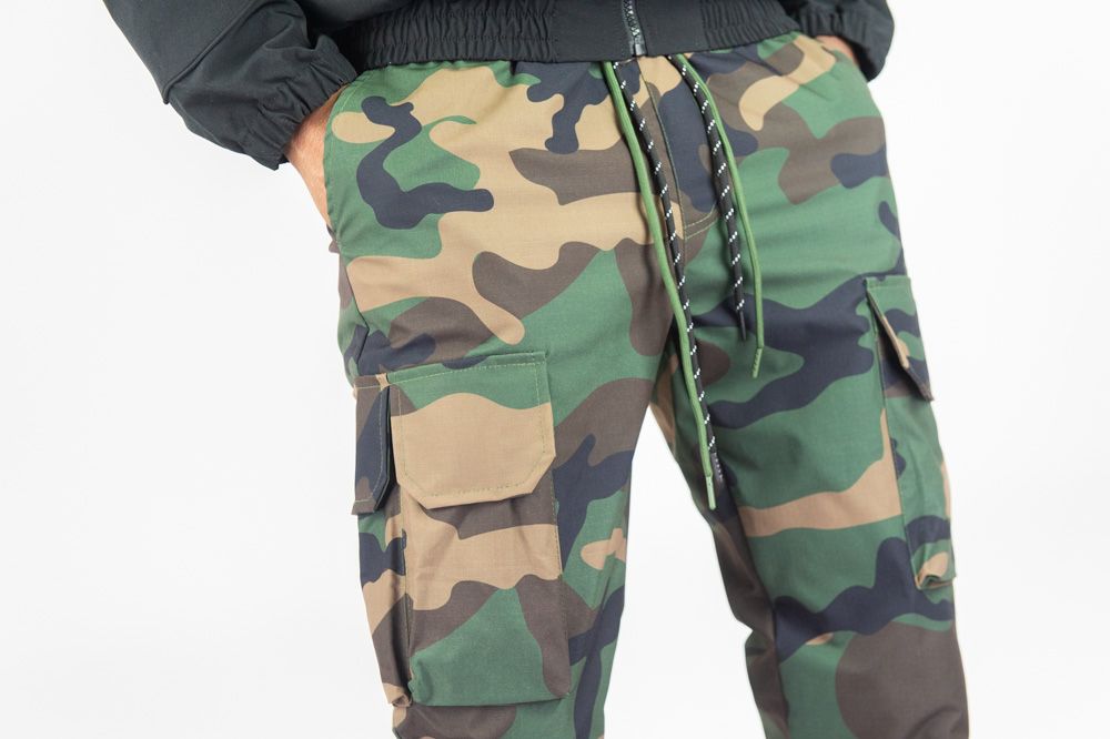 Rebel Minds Nylon Flared Cargo Pants - Camo
