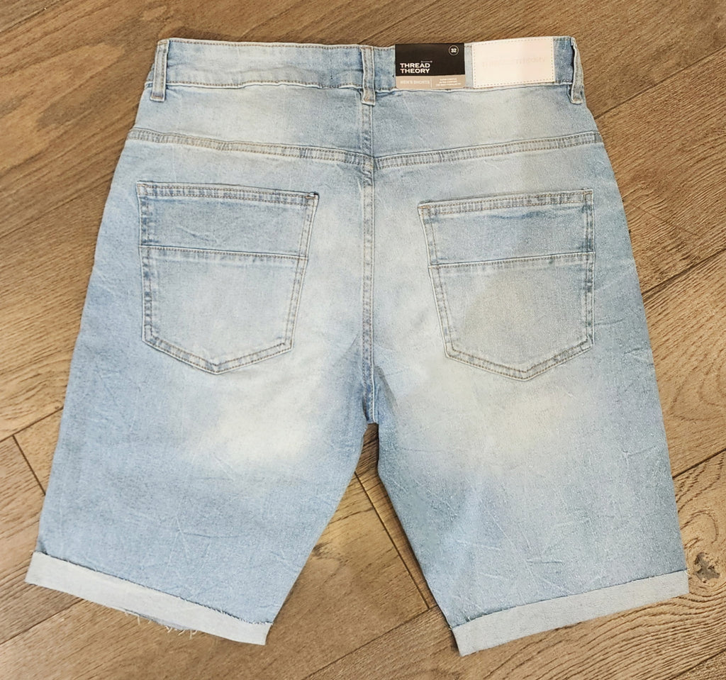 Thread Theory Distressed Denim Shorts - Ocean Blue