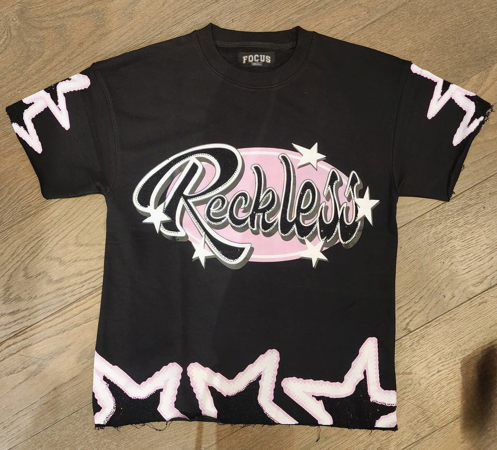 Focus Reckless Rhinestone Star Short Set – Black/Pink
