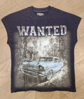 Focus "WANTED" Short Sleeve Shirt - Blue
