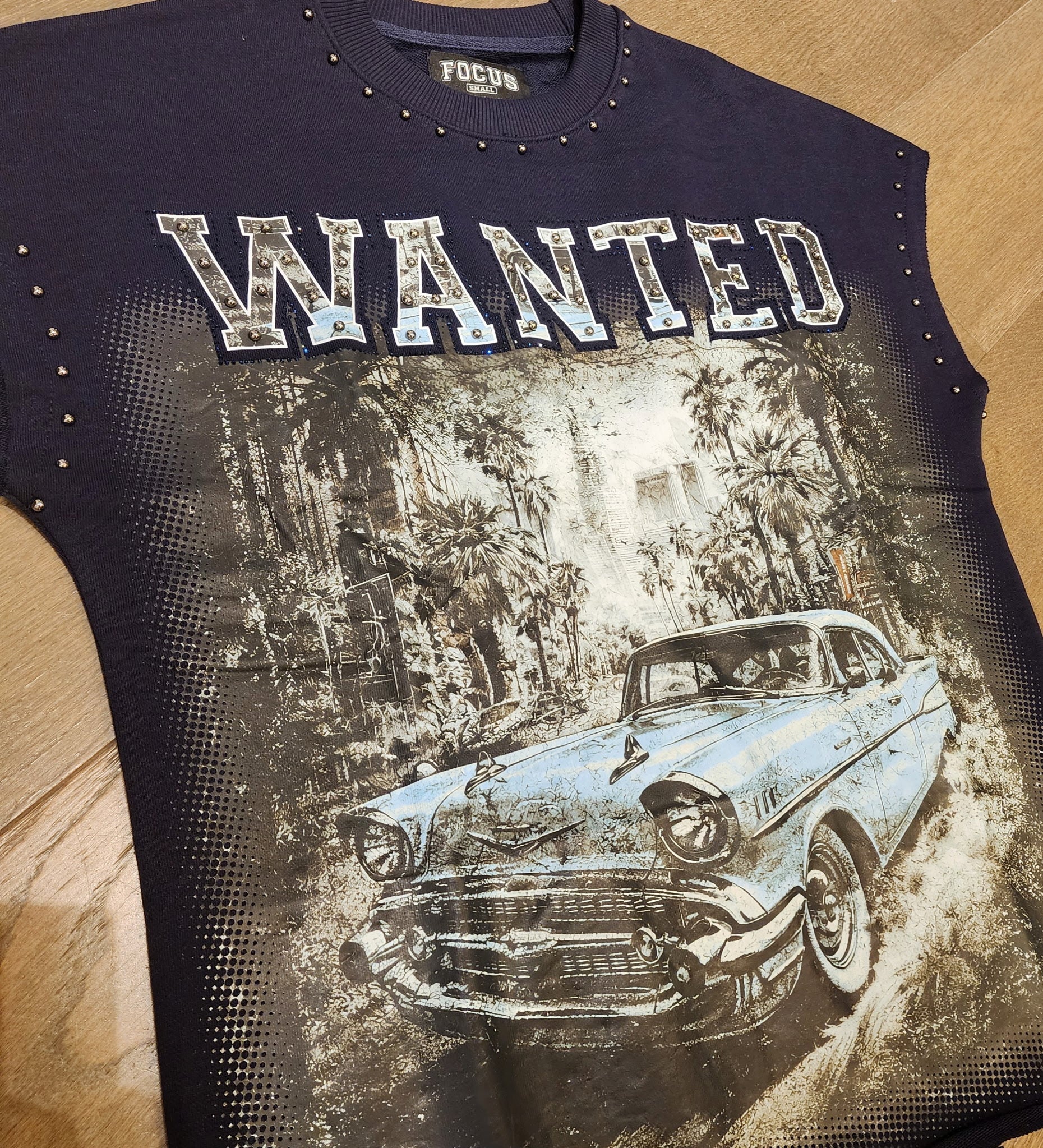 Focus "WANTED" Short Sleeve Shirt - Blue