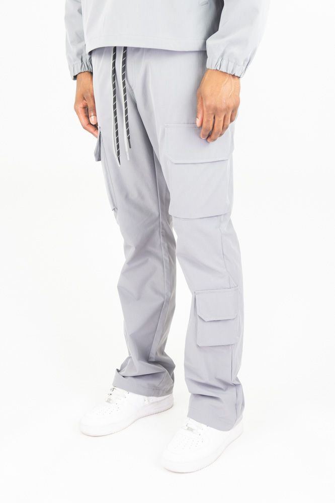 Rebel Minds Nylon Flared Cargo Pants - Grey