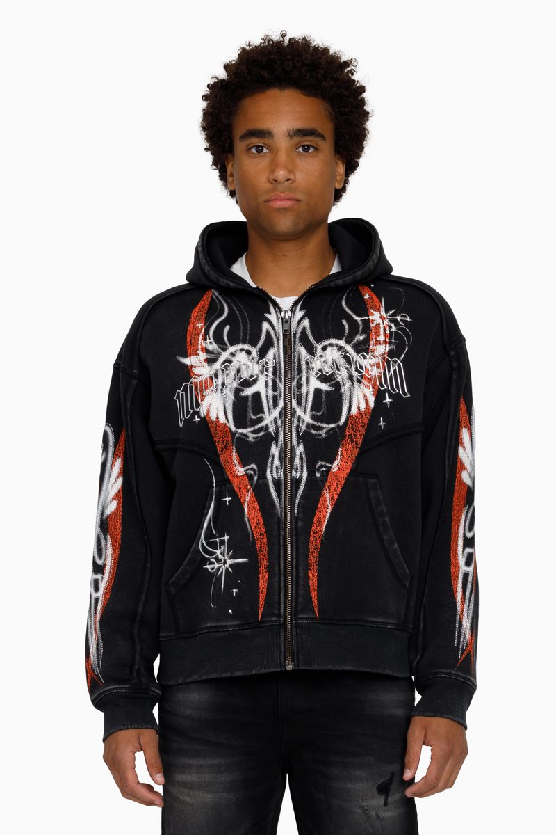 Smoke Rise Airbrush Momentum Zip Hoodie - Black