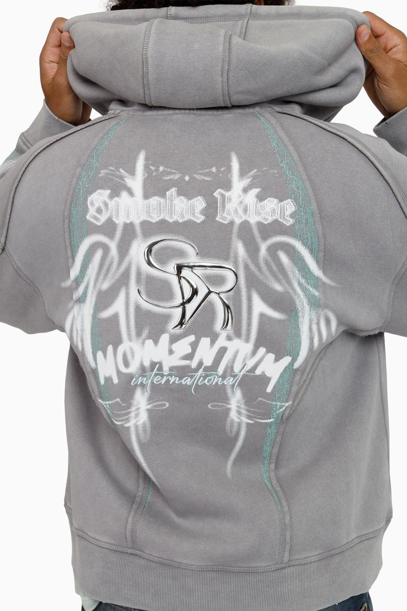 Smoke Rise Airbrush Momentum Zip Hoodie - Grey