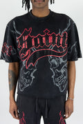 REBEL MINDS GOTHIC RHINESTONE SHIRT - BLACK