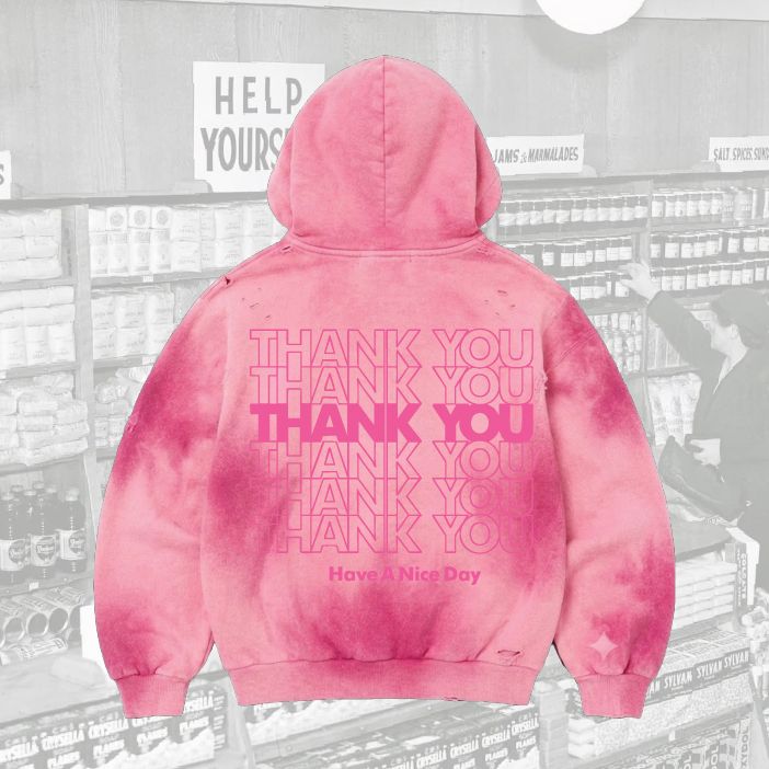 JOES SUPERMARKET Pigment-wash effect monster appliqué pullover hoodie - Pink