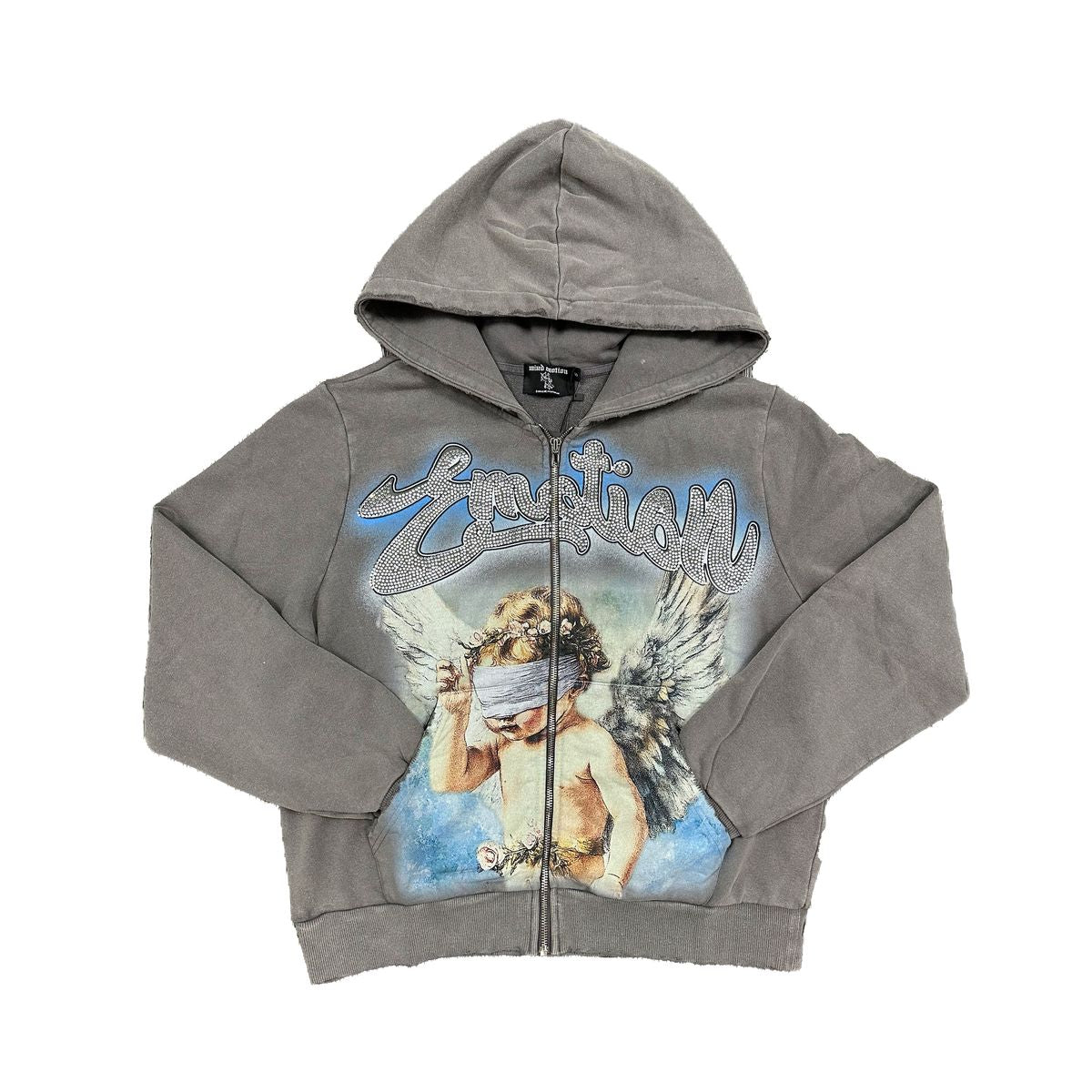 Mixed Emotions “Angel Rhinestone” Hoodie - Grey
