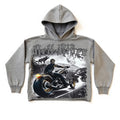 FOCUS HELL RIDER CROPPED HOODIE - Grey