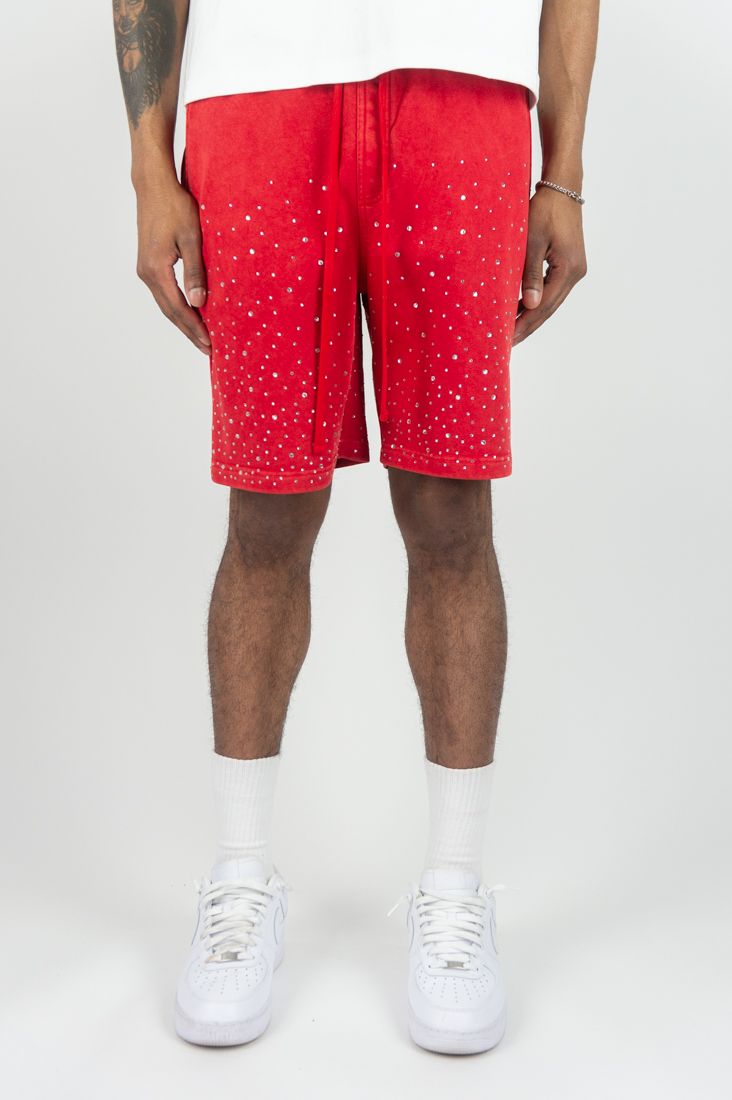 Rebel Minds RHINESTONE GALAXY SHORTS - Red