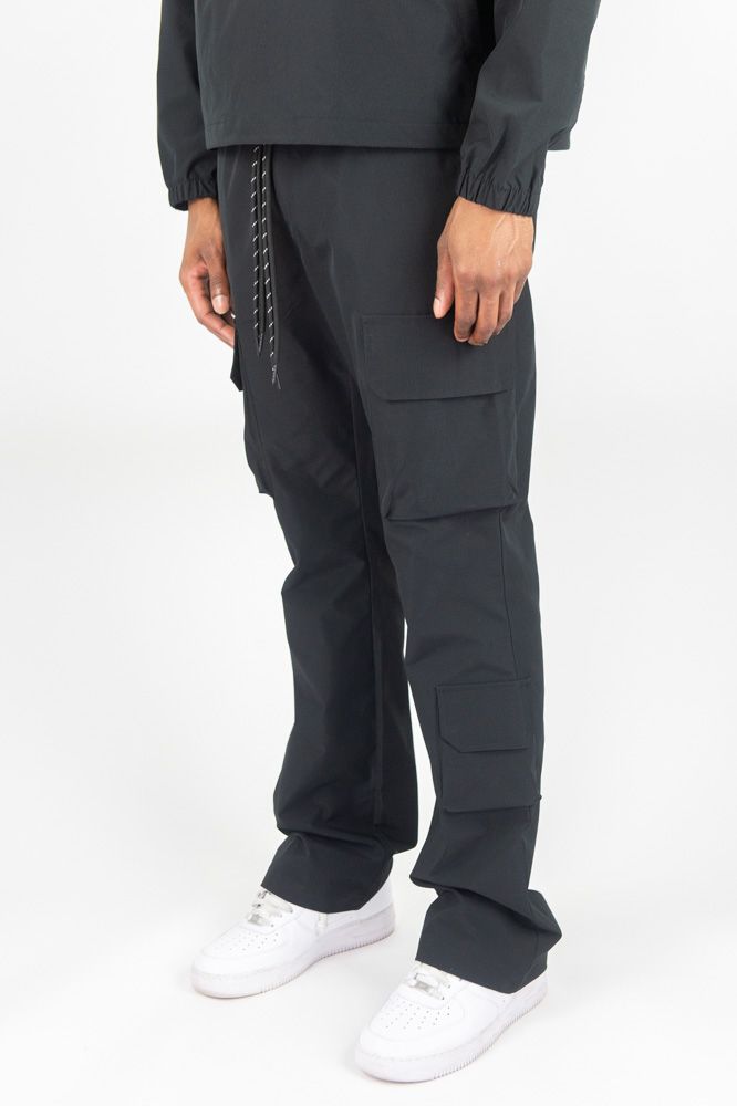 Rebel Minds Nylon Flared Cargo Pants - Black