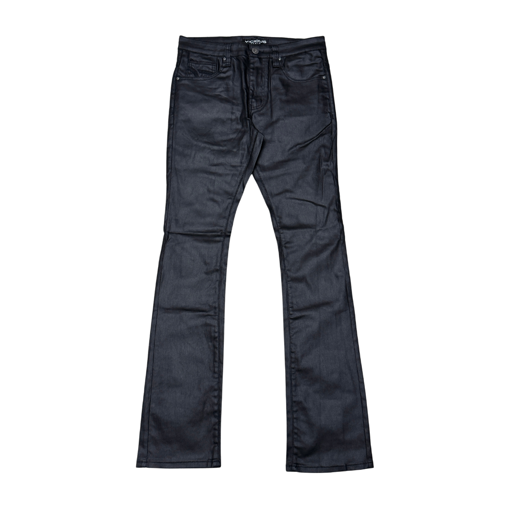 VICIOUS Waxed Flare Jeans - Black