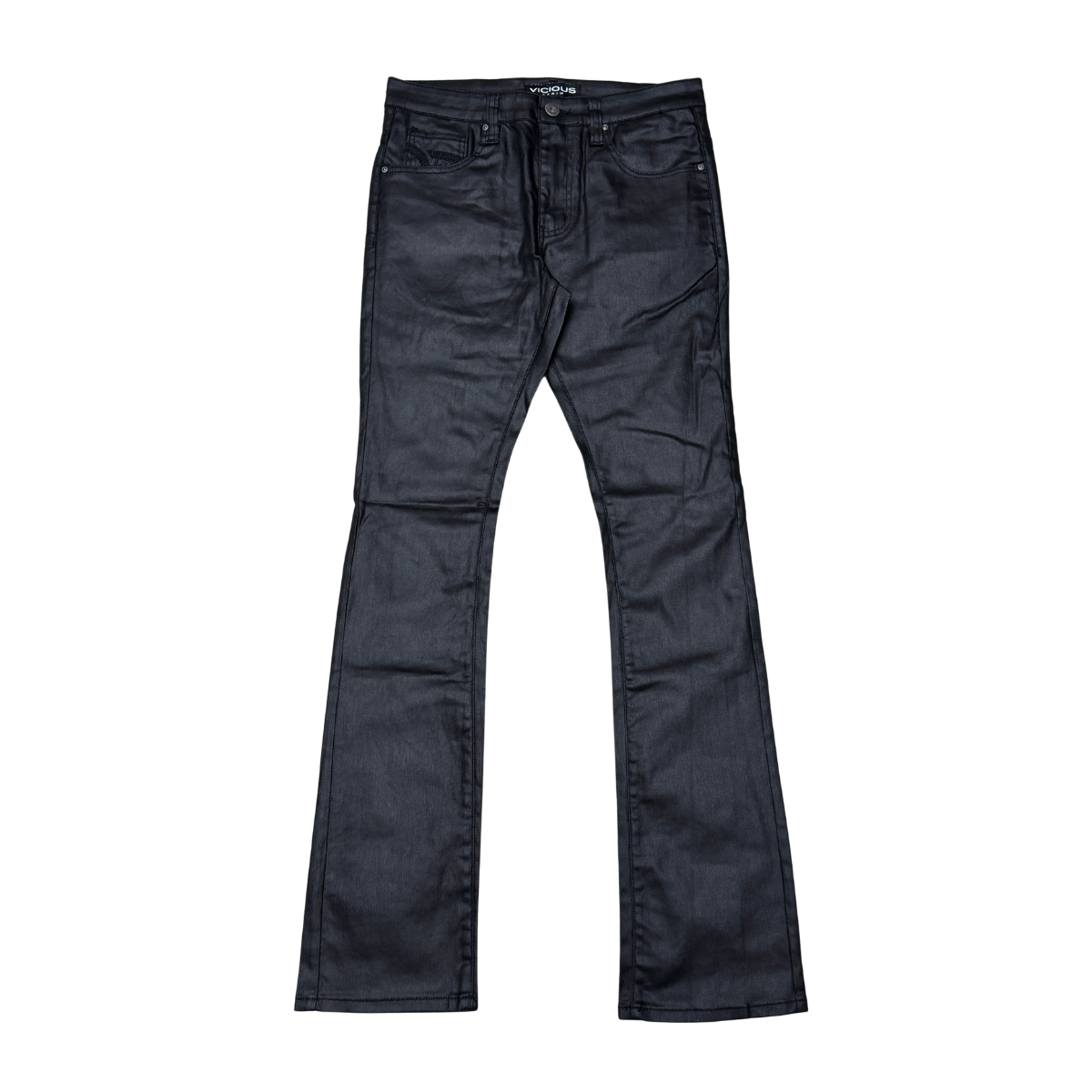 VICIOUS Waxed Flare Jeans - Black