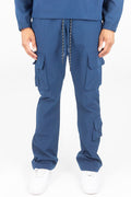 Rebel Minds Nylon Flared Cargo Pants - Navy