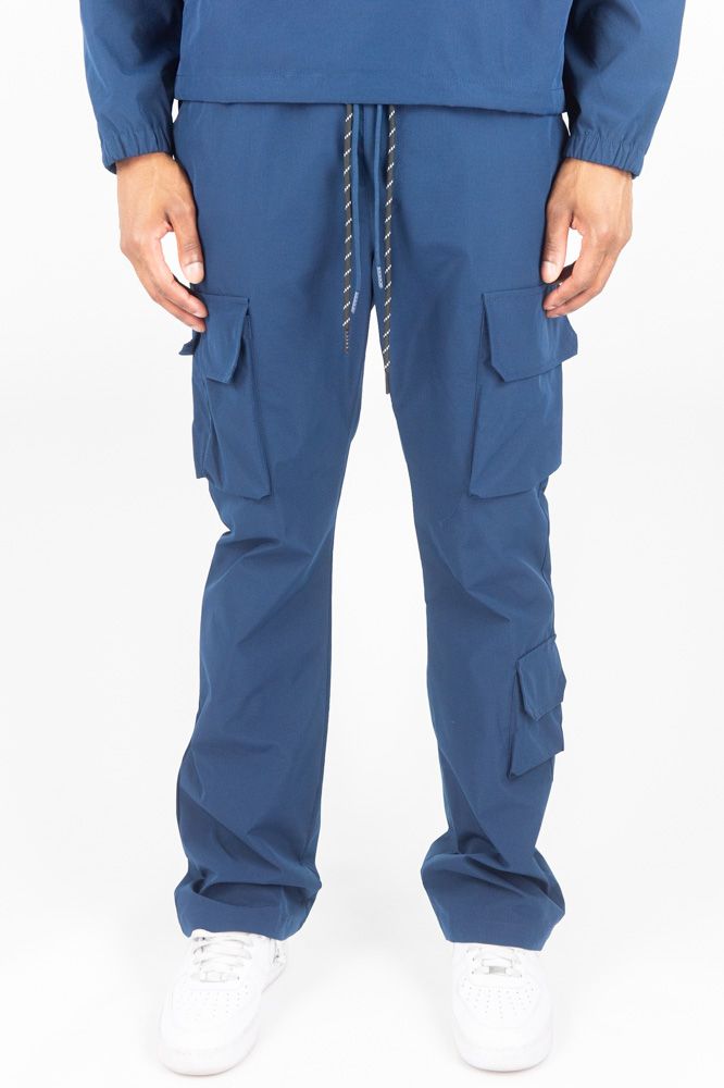 Rebel Minds Nylon Flared Cargo Pants - Navy