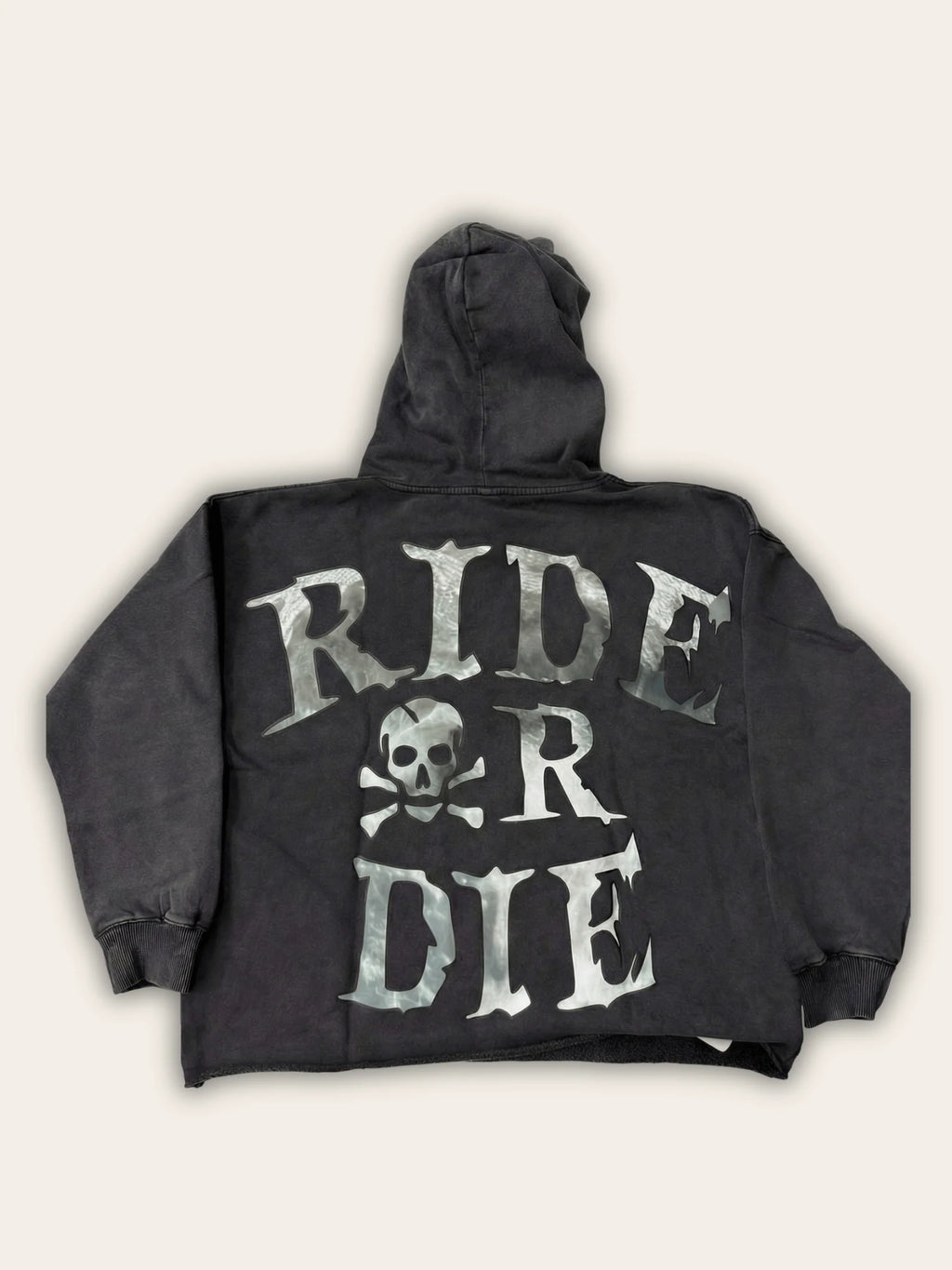 FOCUS HELL RIDER CROPPED HOODIE - Black