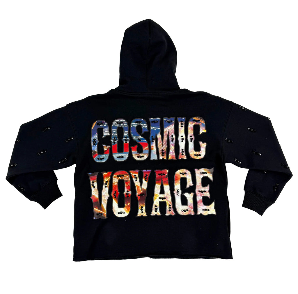 Focus Racer Pearl & Rhinestone Hoodie - Black